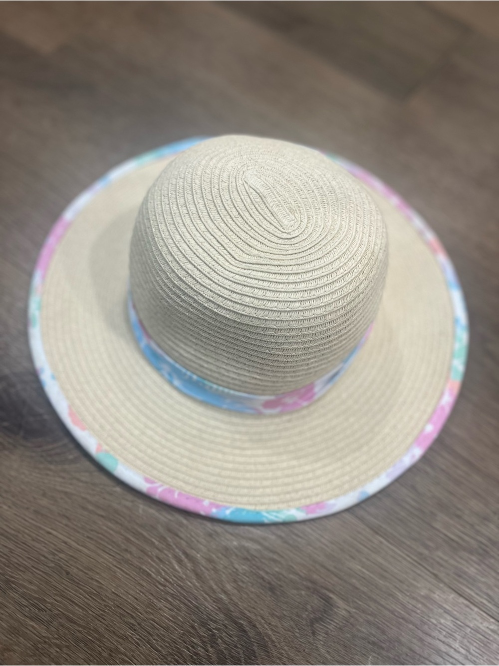 Tommy Bahama Kids Straw Sun Hat with Pastel Floral Trim